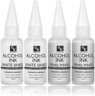 White &Pearl Alcohol Ink Set- 4 Colors for Resin Art | 2x20ml Pearl White | 2x20ml Sinking White Alcohol Based Ink