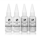 White &Pearl Alcohol Ink Set- 4 Colors for Resin Art | 2x20ml Pearl White | 2x20ml Sinking White Alc