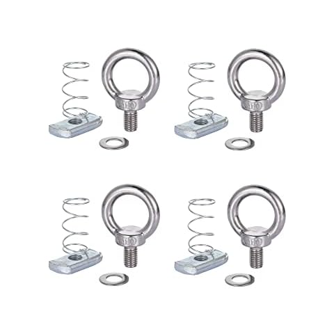 Channel Nut Eye Bolts Set, 3/8-16 Spring Nut with Long Spring, Carbon Steel, Zinc Coated, for Unistrut Channel Cover