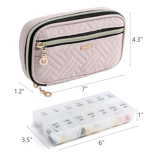 Image of BAGSFY Pill Organizer Case 2 Times a Day- Weekly Medicine Organizer Travel Pill Box with Removable 7 Day Medicine Case Container for Fish Oil, Vitamin, Supplement