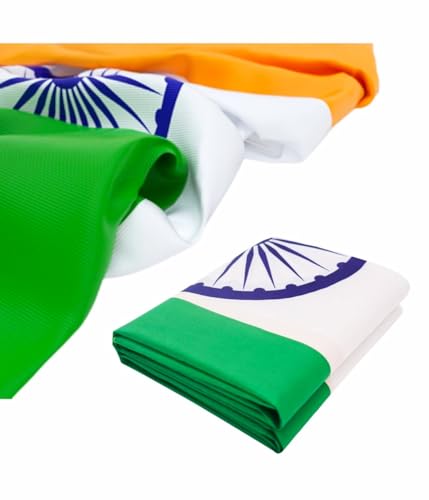 Image of Kapoor Crafts Indian Flag (40 inch X 52 inch Inch) Tricolour with Ashoka Chakra All Weather Flag Fade Resistant Indoor & Outdoor Display (Satin Fabric) Har Ghar Tiranga