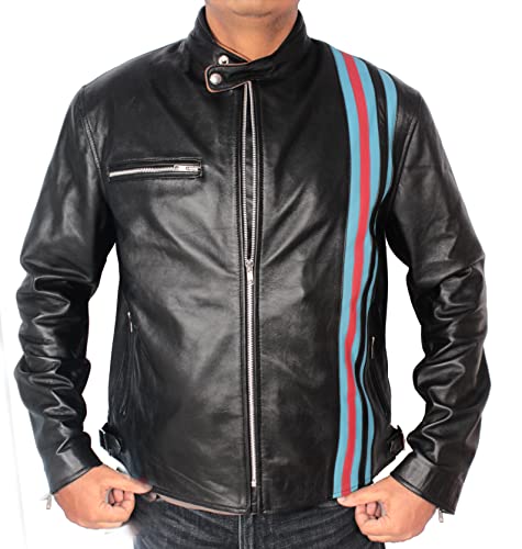 LAPAZO LEATHER Venom Let There Be Carnage Eddie Brock Cafe Racer Black Leather Jacket (Large)