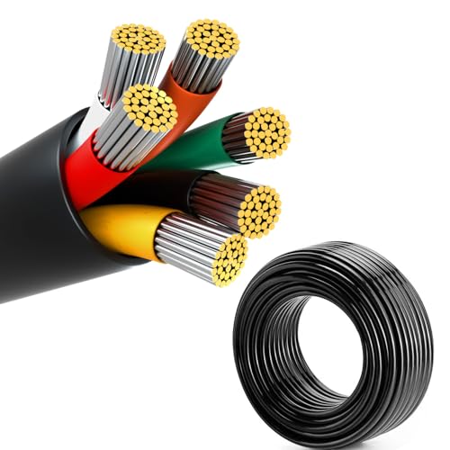 18 Gauge Wire, 6-Conductor Electrical Wire. 18 AWG Stranded Flexible PVC Tinned Copper 18/6 Cord Extension Cable is Used for LED Lamp Lighting, Automotive, Speaker, Audio, Power, etc. (33FT - 10M).