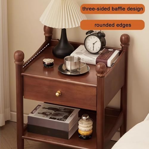 Wooden Nightstand with Open Shelf & Drawer - Stylish Side Table for Small Spaces, Perfect Bedside & Coffee Table with Storage - Modern Design for Bedroom & Living Room