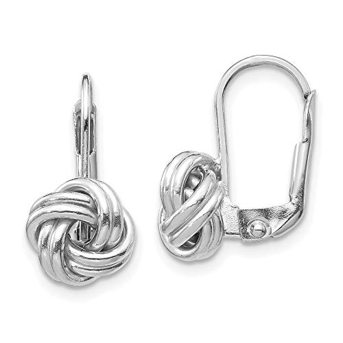 14k white gold love knot leverback earrings lever back drop dangl…