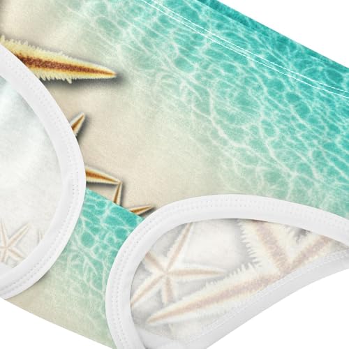 Toddler Girls Underwear 2t Cotton Panties for Girl Pattern Undies Kids Briefs Beach Starfish Teal4