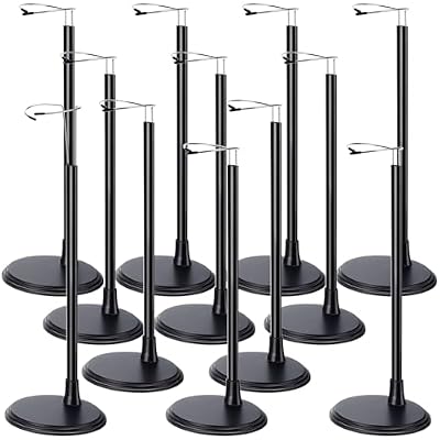 Yaocom 12 Pcs Adjustable Doll Stand Display Holder for 14 to 18 Inches Action Figure Stands with Expandable Waist Wire Bracket Support Dolls Display Rack for Home Shop Birthday Party(Black)