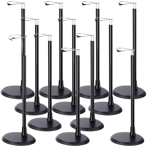 Image of Yaocom 12 Pcs Adjustable Doll Stand Display Holder for 14 to 18 Inches Action Figure Stands with Expandable Waist Wire Bracket Support Dolls Display Rack for Home Shop Birthday Party(Black)