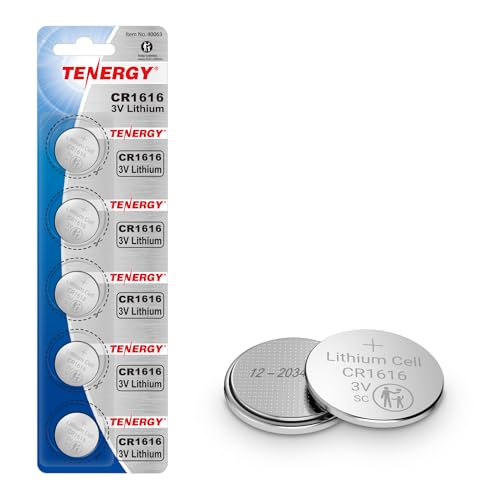 Tenergy CR1616 3V Lithium Cell Battery for Keys Handheld Game Console Calulators Accessories 5 Count