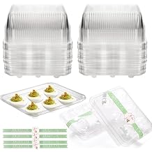 Yopay 50 Pack Deviled Egg Trays with lid, Plastic Clear 6 Slots Deviled Eggs Halves Carrier Deviled Container Dish Plate Holder for Party, Classic Cuisine Trays
