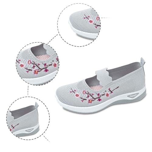 Orthopedic Shoes for Women,2025 Closed Toe Solid Color Wide Width Woven Orthopedic Breathable Walking Sneaker Comfortable Non Slip Soft Foam Cushion Lightweight Slip on Casual Shoes2