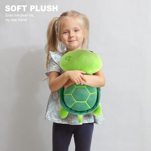 shownicer Plüschtier Schildkröte Kuscheltier Stofftier Kawaii Schildkröte Plüsch Kissen Spielzeug Wurfkissen Schmusetier Geschenk für Kinder Mädchen 12+ Jahre (Grün, 30cm)
