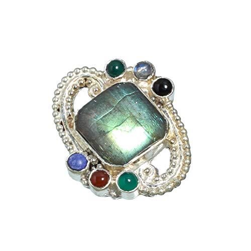 Bague en argent 925 et labradorite fait main le cadeau idéal taille UK 8,5