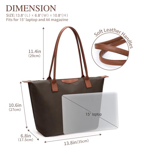 Image of Tote Bag for Women, Casual Hobo Bag Vegan Leather Top-Handle Purse Foldable Shoulder Nylon Zipper Handbag