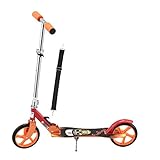 cityroller big wheel ✔️ Kinder ab 3 Jahre: Klappbarer Kinder Scooter schwarz / rot inkl. Tragegurt und XXL Rollen für Fahrten zur Schule, Sport oder Freunden; bis 100kg belastbar, auch für Erwachsene geeignet