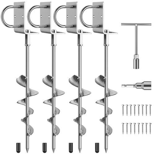 Phopich 16in Multi-Purpose Ground Anchors Screw in 4Pack
