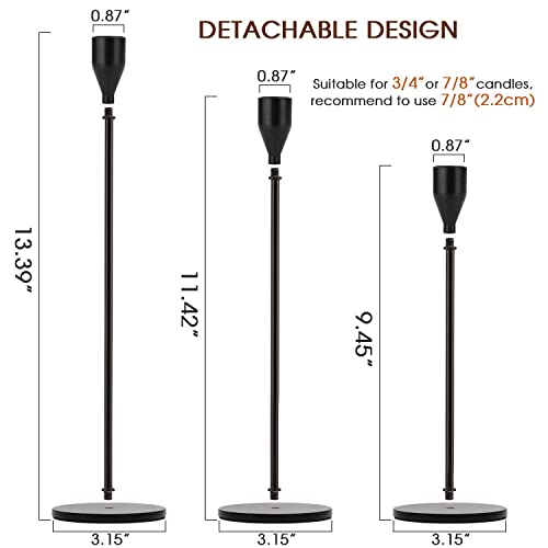 Devi Black Candlestick Holders 3Pcs, Black Taper Candle Holders For Candlesticks, Modern Farmhouse Fall Home Decorations, Boho Fireplace Mantle Coffee Table Decor #TOP1