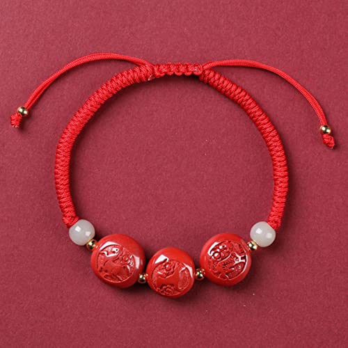 Bracelet feng shui en cinabre naturel tissé main YXWYXWA