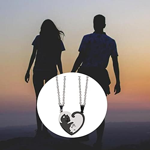 925 Sterling Silber Puzzle-Stück-Halskette Für Frauen Und Männer Liebesherz Anhänger