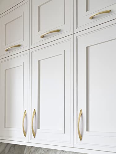 Image of Brushed Gold Cabinet Pulls 6.3 Inch Arch Twisted Brass Handles Drawer Kitchen Cupboard Bathroom Dresser Cabinet Hardware Zinc Alloy 2 Pack