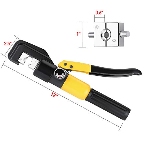 Custom Hydraulic Hand Crimper Tool 10 Ton for Stainless Steel Cable Railing Fittings for 1/8" to 3/16" Cable -Wire Swaging Tool Kit with Stainless Steel Cable Cutter - Thumbnail 2
