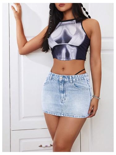 Milumia Women's Low Waisted Denim Skirt Going Out Bodycon Mini Jean Skirts3