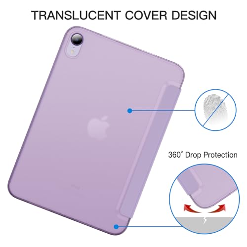 Image of JETech Cover Case for iPad mini (A17 Pro, 2024 Model, 7th Generation) / mini 6 (2021 Model, 6th Generation), Slim Stand Hard Back Shell Smart Cover with Auto Wake /Sleep (Purple)