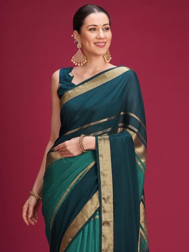 Image of AKHILAM Women's Mysore Silk Ombre Woven Design Saree With Unstitched Blouse Piece (KUSUM4101 NSM Parent)