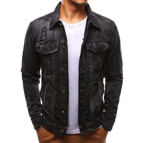 Blouson trucker homme délavé style cowboy vintage à coupe slim