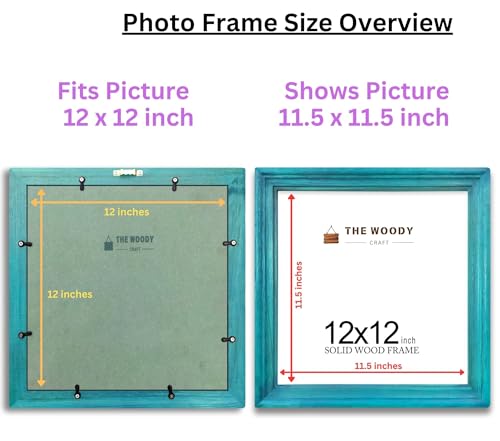 Image of Photo Frames 12x12 inch | Aesthetic Photo Frame | Photo Frame Small | Blue Wooden Photo Frames for Wall | Stylish Living Room Wall Decor (12x12 inch, Blue)