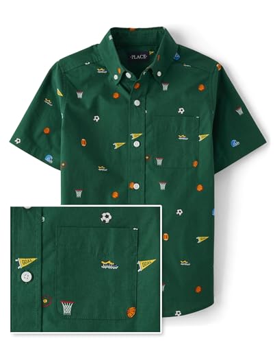 Image of The Children's Place Boys' Short Sleeve Poplin Button Down Shirt