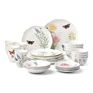 Lenox 865075 Butterfly Meadow 28-Piece Dinnerware Set, White