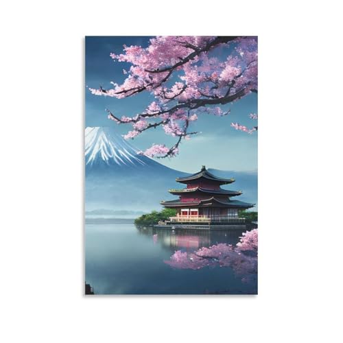 富士山桜日本風景ポスター室内玄関壁画 (4) ホーム装飾 パネル 壁アート 現代壁掛け 絵画 版画 芸術作品 インテリア08x12inch(20x30cm)