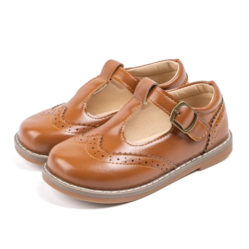 Image of Boy's Girl's Classic T-Strap Dress Shoes Wedding Party Church School Uniform Oxford for Toddler /Little Kid