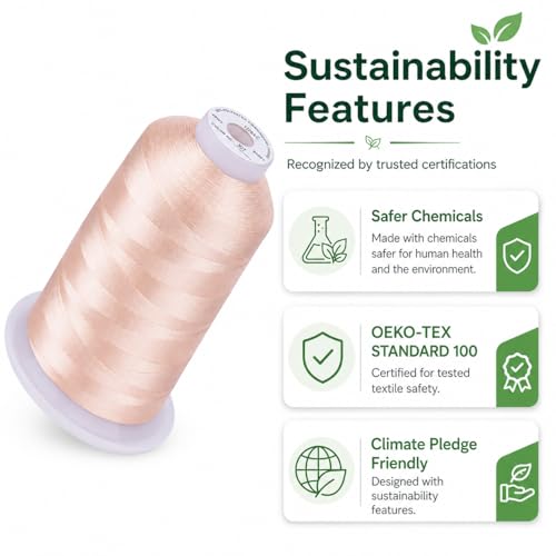 Image of Simthread 5500Yds /5000M 40WT Polyester Embroidery Thread Linen 307 | High-yardage 5000M spool offers smooth feeding and stable 40WT polyester thread for home and commercial embroidery machines.