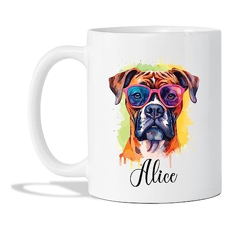 Personalized Pet Dog Pottery Mug, Dog Cup, Boxer Wearing Sunglasses Coffee Mug, Boxer Mug, Customized Pet Memorial Cup Gift With Name, Boxer Wearing Sunglasses Cup Present, White Mug 11oz, 15oz Personalized Pet Dog Pottery Mug, Dog Cup, Boxer Wearing Sunglasses Coffee Mug, Boxer Mug, Customized Pet Memorial Cup Gift With Name, Boxer Wearing Sunglasses Cup Present, White Mug 11oz, 15oz