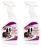 Capture Pet Stain & Odor Neutralizer - Pet Stain Remover for Carpet, Wood, Leather, Rug, Bed, Couch, Car, Upholstery, Clothes, Curtains, Wall, Floor, Concrete - 32oz Portable Spray Bottle (2 Pack)