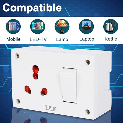 Image of Combined Box 16Amp with Universal Socket, Master Switch & Safety Shutter- 240V Power Utility Box for Home, Office, Appliances- Without Wire, 6 Month Warranty(SHUTTER CONBINED BOX)