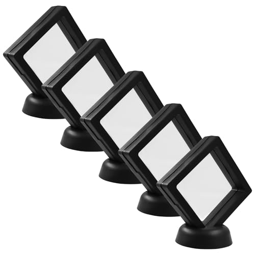 Set 5 cajas exhibidoras flotantes 3D con soporte negro miniatura 2