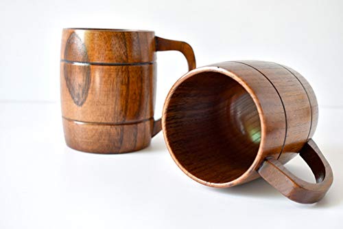 Taza de madera natural de estilo clásico para brindar en fiestas y cenas rústicas 6