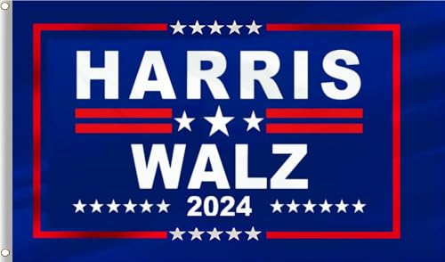 ANCONINE Kamala Harris Waltz 2024 Flag 3x5FT,Kamala Harris for President Flag,Harris Walz 2024 Flags with 2 Brass Grommets,Double Stitched and Premium Polyester. (Blue, 3x5)