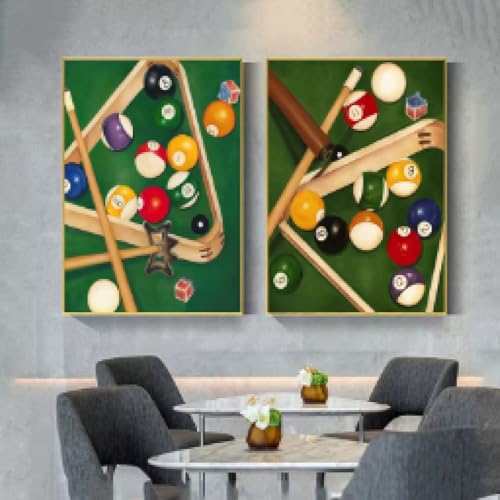 Tableau abstrait billard pour habiller un mur vide de salon moderne
