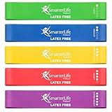 SmarterLife Resistance Bands for Legs and Butt - Latex Free Exercise Bands - Set of 5 Loop Bands for Workout, Fitness, Physical Therapy, Home Gym - Extra Wide to Prevent Rolling