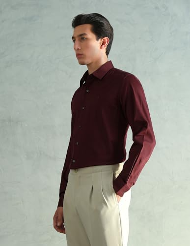 Image of Arrow Solid Slim Fit Satin Formal Shirts for Men - Full Sleeve Shirt for Man