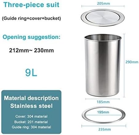 Stainless Steel Countertop Garbage Can Built-In Trash Can Lid - Round Recessed Balance Swing Flap for Restaurant, Home & Hotel Flush Waste Chute