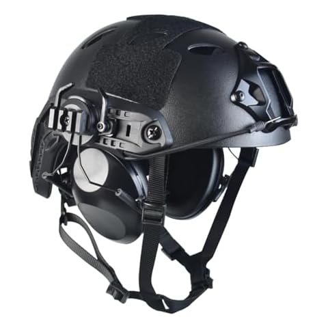 Airsoft Fast Helmet Set PJ Type Tactical Paintball Helmet Adjustable Size for Adult and Teenager (Black, M) Cover