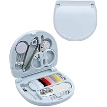 keepsweat Mini Travel Sewing Kit,Small Size Emergency Sewing Kit with Buttons,Threads,Scissors,Needles Portable DIY Supplies Sewing Repair Kits with Plastic Box for BeginnerBlue