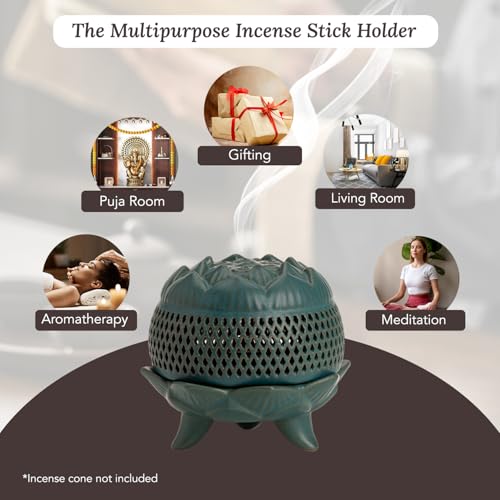 Image of Ekhasa Ceramic Dhoop Dani Loban Burner Holder Stand for Home | Dhup Kapoor Dani for Puja | Sambrani Dhoop Holder | Dhuni Burner Samrani Dhoop Batti Stand for Pooja | Dhup Stand Incense Oud Burner