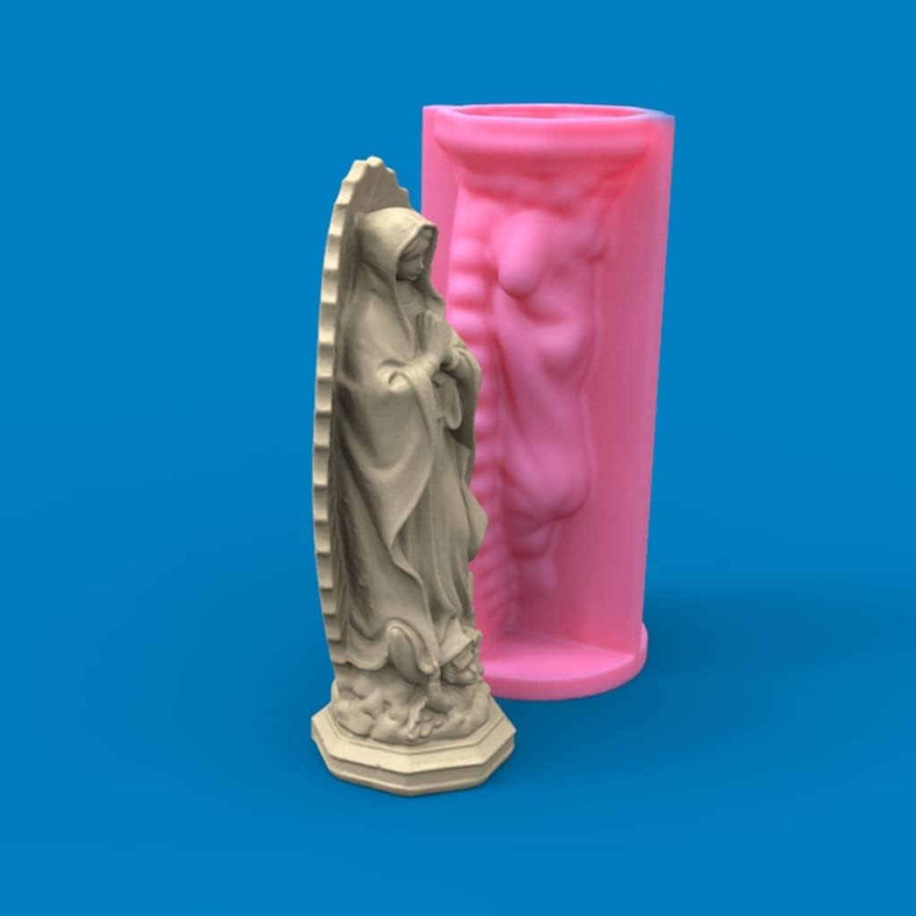 Silicone Mold, 3D Soap Moulds Virgin Mary Fondant Cake Decorating Baking Tools Sculpture Aromatherapy Candle Silicone Mold DIY Tool