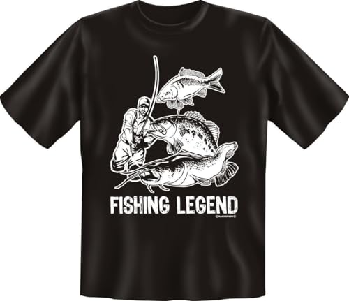 Angler Fishing Legend Angel Fun T-Shirt Black L
